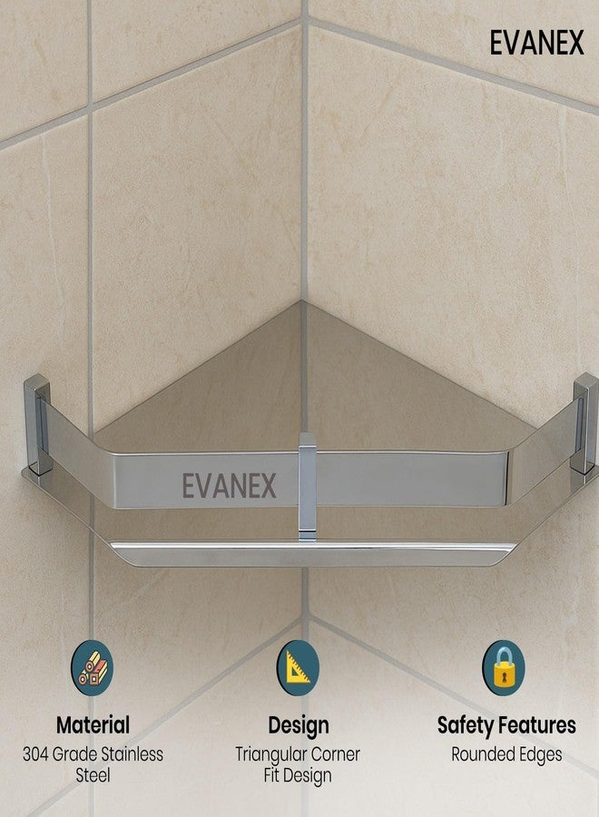 EVANEX Corner Shelf for Bathroom | 12x12 Inch Corner Shelves | 304 Stainless Steel Bathroom Storage Organizer | Wall Storage Shelf | Kitchen Shelves | Bathroom Accessories Set - Image 4